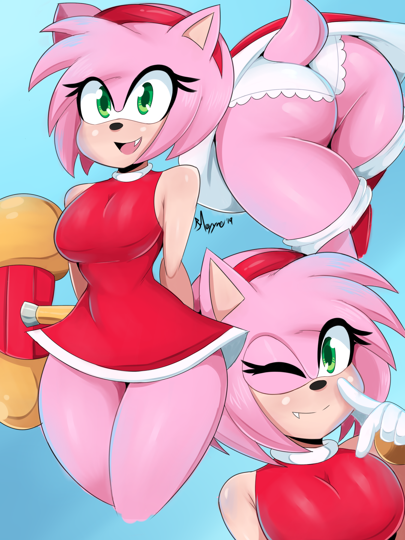 1girls, amy rose, ass, beeferdart, bending forward, bending over, bent over, big ass, big breasts, big butt, bmayneart, boots, breasts, bubble ass, bubble butt, busty, clothed, clothing, fang, fat ass, female, female only, furry, green eyes, hammer, hedgehog, panties, piko piko hammer, pink, pink hair, png, red dress, rodent, round ass, sega, showing off, solo, solo focus, sonic (series), sonic the hedgehog (series), tagme, thick, thick thighs, thighs, wedgie, white gloves, white panties, wink