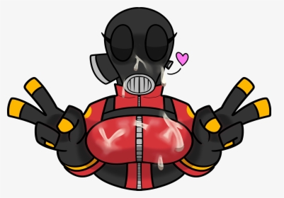 1girls, breasts, clothed, cum, cum on breasts, cum on face, female, female only, fempyro, gas mask, gloves, heart, latex, mask, pyro, pyro (team fortress 2), rule 63, solo, tagme, team fortress 2, v sign