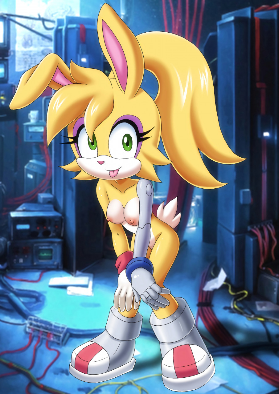 archie comics, bbmbbf, breasts, bunnie rabbot, cybernetic arm, cybernetics, cyberpunk, female, furry, gloves, lagomorph, leporid, mobius unleashed, naked footwear, naked shoes, naked with shoes on, nipples, nude, palcomix, prosthetic, prosthetic arm, prosthetic limb, rabbit, ring, sonic (series), sonic the hedgehog (comics), sonic the hedgehog (series), tongue, tongue out