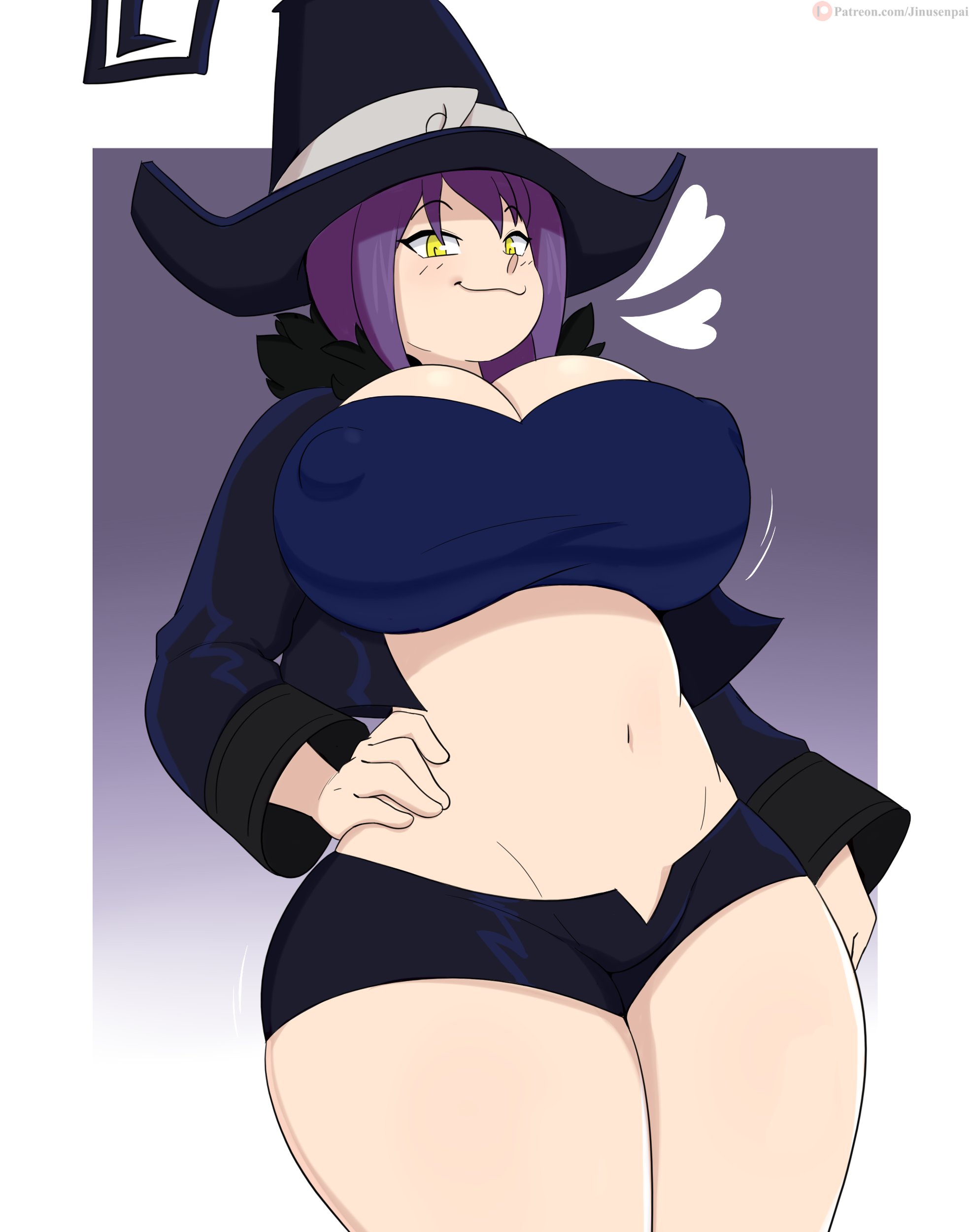 1girls, big breasts, blair (soul eater), breasts, cleavage, female, female only, huge breasts, jinu, large breasts, looking at viewer, midriff, solo, soul eater, thick thighs, wide hips