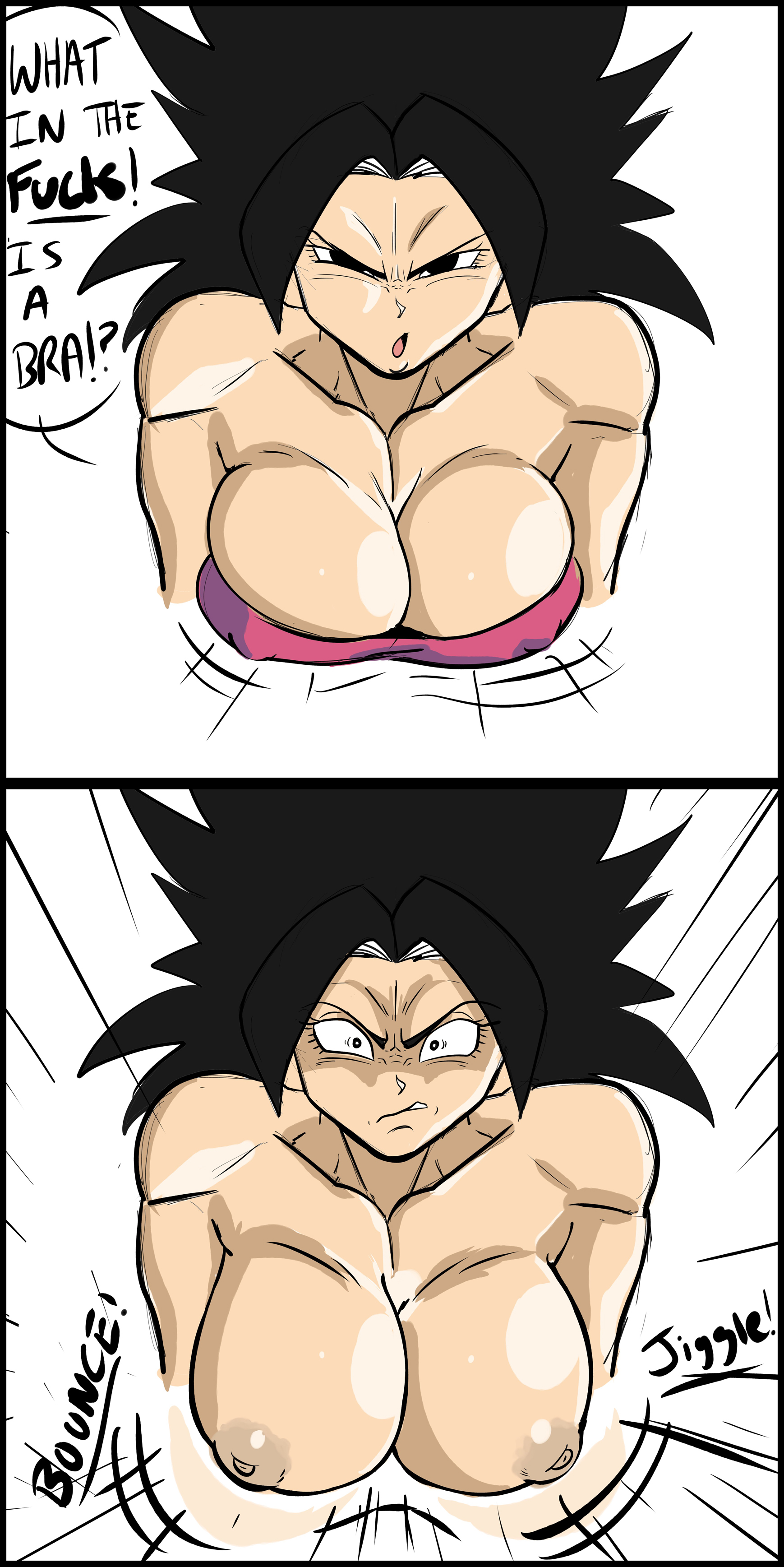 accidental exposure, angry, areolae, big breasts, black hair, breasts, breasts bigger than head, busty, caulifla, dragon ball, dragon ball super, embarrassed, erect nipples, female, female focus, female only, female saiyan, hanging breasts, hourglass figure, huge breasts, large breasts, long hair, nipple bulge, nipples, overflowing breasts, pose, posing, pseudocel, saiyan, sex, solo, tomboy, tubetop, universe 6 saiyan/universe 7 saiyan, universe 6/universe 7, wardrobe malfunction, wide hips