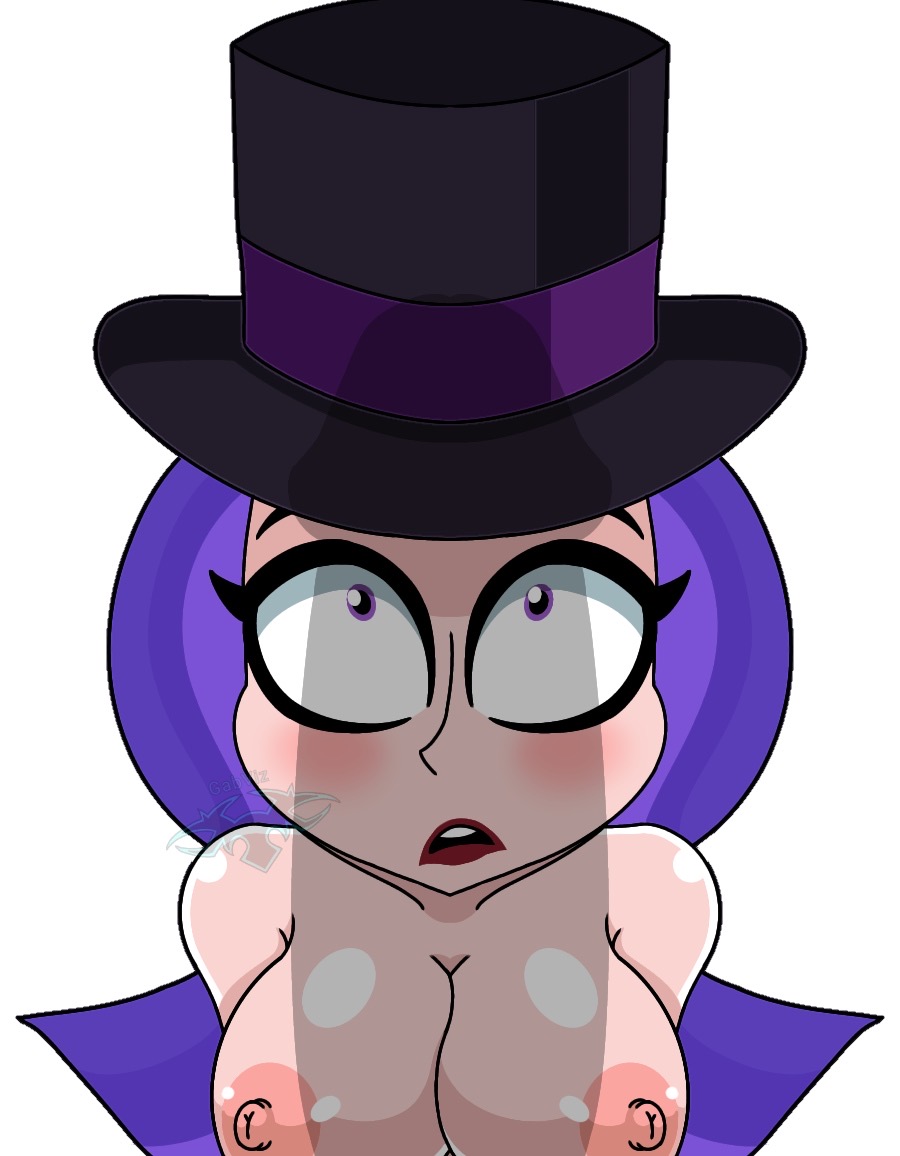 1girls, big breasts, big penis, blush, breasts, cock shock, dc, dc comics, dc super hero girls, female, gabrielvizard, male, penis, penis awe, surprised, top hat, zatanna, zee zatara