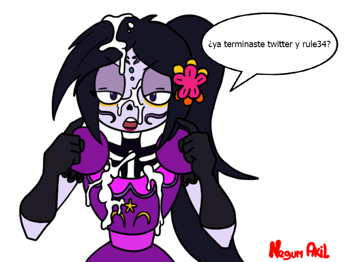 1girls black_hair bodypaint breasts catalina_la_catrina cum dia_de_los_muertos female hair_flower long_hair negum_akil ponytail purple_eyes purple_skin spanish_text televisa text yellow_sclera