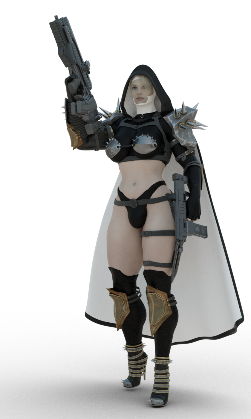 1futa 3d armor athletic athletic_futanari bulge cape futanari gun hood human human_only impractical_armor jimothyjones light-skinned_futanari light_skin nun nun_futa penis_in_panties png skimpy skimpy_armor skimpy_clothes solo_futa thong transparent_background warrior_nun weapon