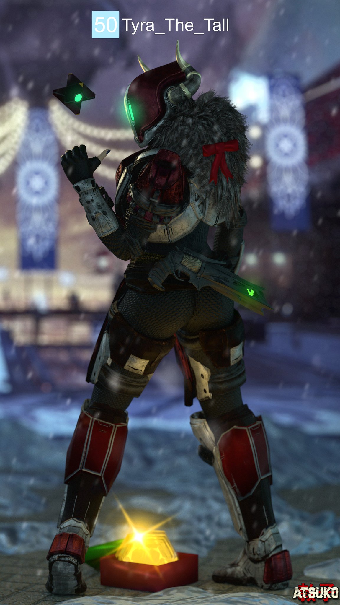 3d, armor, atsuko (artist), bungie, destiny (game), ghost (destiny), guardian (destiny), helmet, outdoors, outside, power armor, sci-fi, tagme, thorn (weapon), titan (destiny)