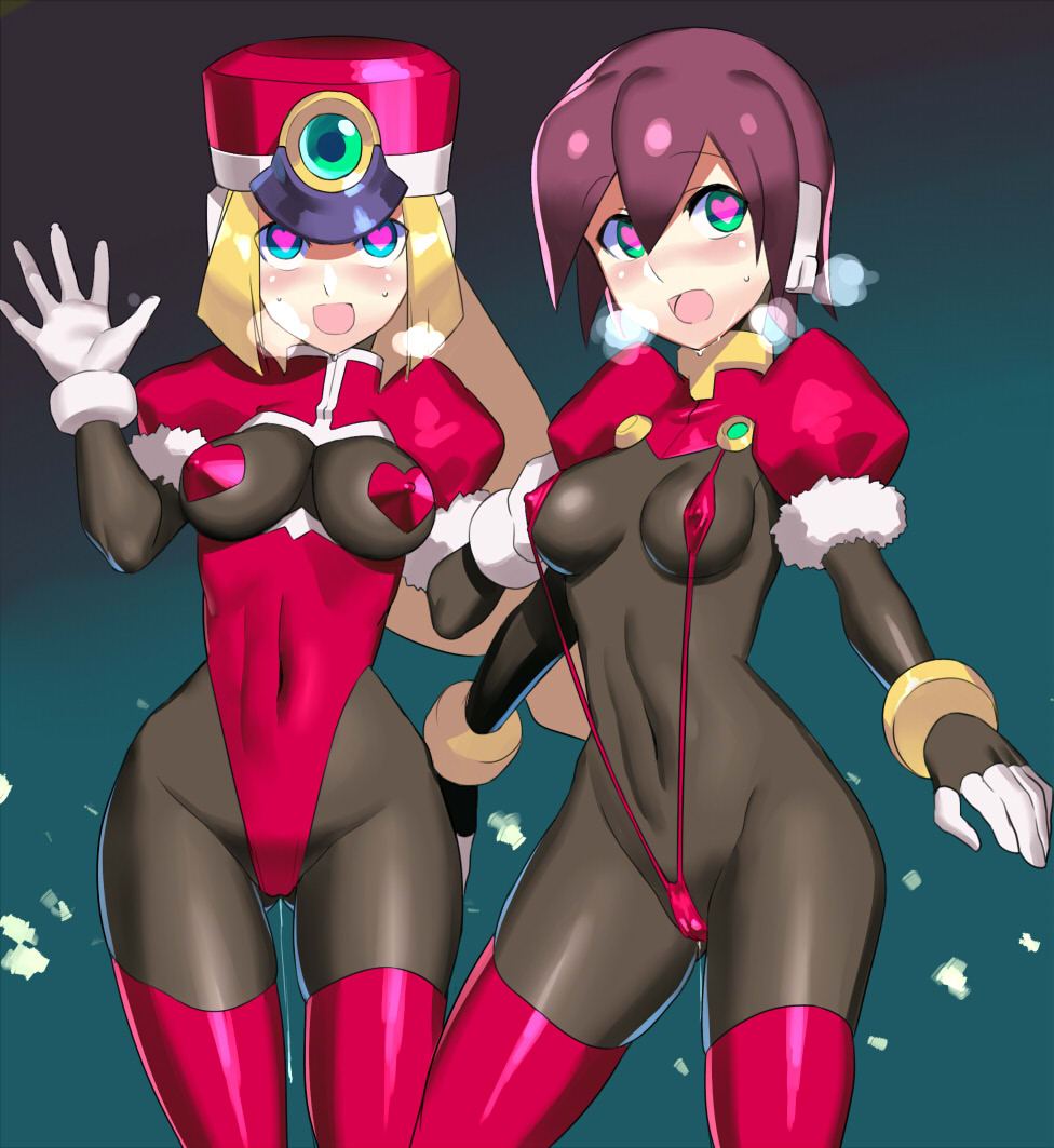 aile android blonde_hair blue_eyes bodystocking bodysuit brown_hair capcom christmas christmas_outfit gynoid heart-shaped_pupils human inti_creates leotard light_skin lingerie long_hair mega_man mega_man_zero mega_man_zx naughty_face pasties prairie reploid robot_girl short_hair smile thighhighs thong ukimukai