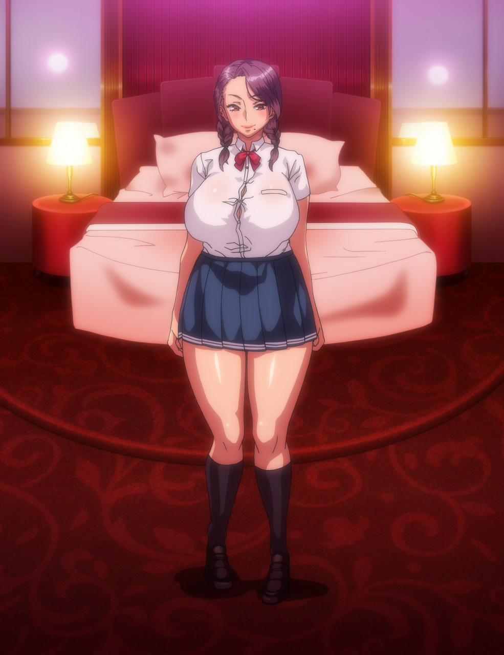 10s, 2010s, 2019, 2d, animated, anime screencap, antechinus, bed, breasts, bunnywalker, curvy, female, high resolution, huge breasts, legs, lips, married female, mature, mature female, milf, miniskirt, mole, mole under mouth, ova, plump, school uniform, screen capture, screencap, screenshot, skirt, smile, stitched, t-rex (animation studio), t-rex (company), tsukamoto misako, tsuma ga kirei ni natta wake, wide hips