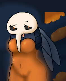 aspid bald big_ass big_breasts big_butt bug hollow_knight humanoid insect_wings insects jelly lidded_eyes milf pussy thick thick_ass tongue_out wings