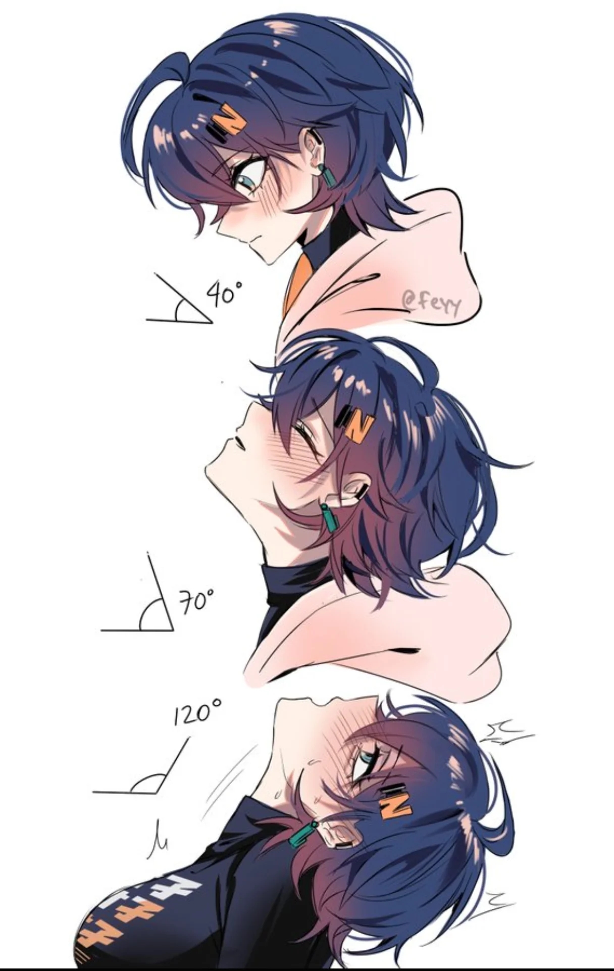 1girl, angle, belle (zenless zone zero), feyy, head back, short hair, side view, solo female, zenless zone zero
