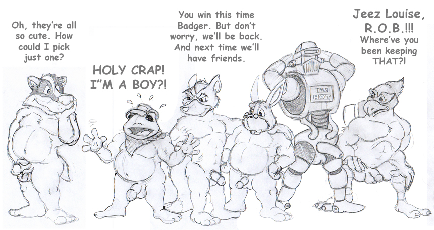 6+boys 6boys anthro dialogue english_text falco_lombardi fox fox_mccloud fur furry furry_only gay glasses hands_behind_head interspecies male male_only masturbation monochrome multiple_males no_humans nude penis peppy_hare pheasant pose rabbit rob_64 robot sketch slippy_toad standing star_fox text toad white_background yaoi