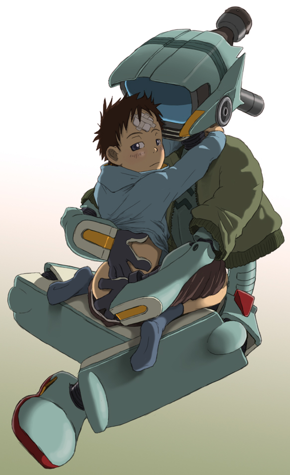 brown_background canti flcl gradient_background male/ambiguous naota tagme white_background