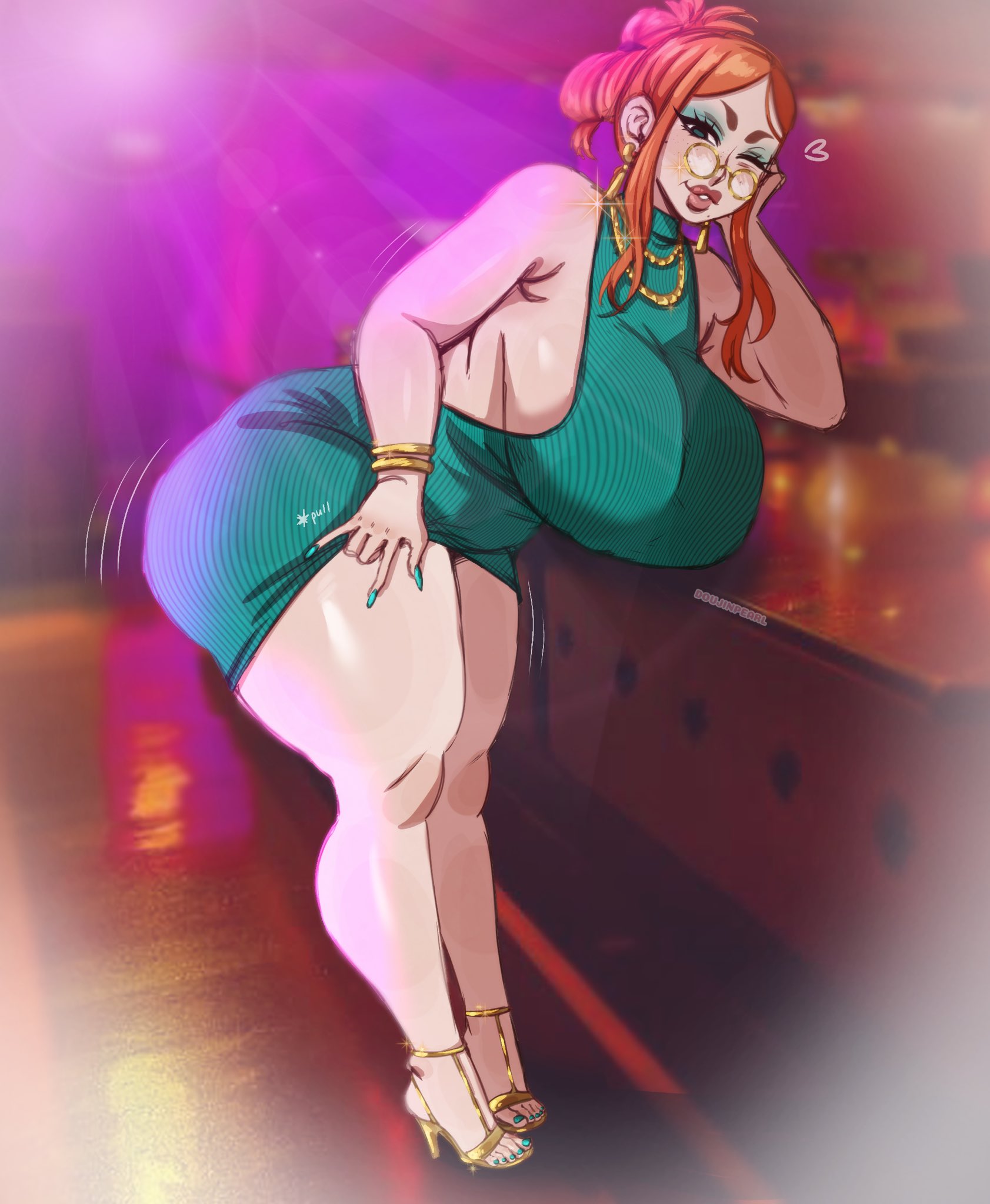 1girls, anne (rizdraws), big breasts, big thighs, breasts, breasts out, curvy, curvy body, curvy female, curvy figure, curvy hips, doujinpearl, hourglass figure, hourglass figured female, huge thighs, massive thighs, milf, nipples visible through clothing, pinup, thick legs, thick thighs, thighs, thunder thighs, thunderthighs, wide hips, wide thighs