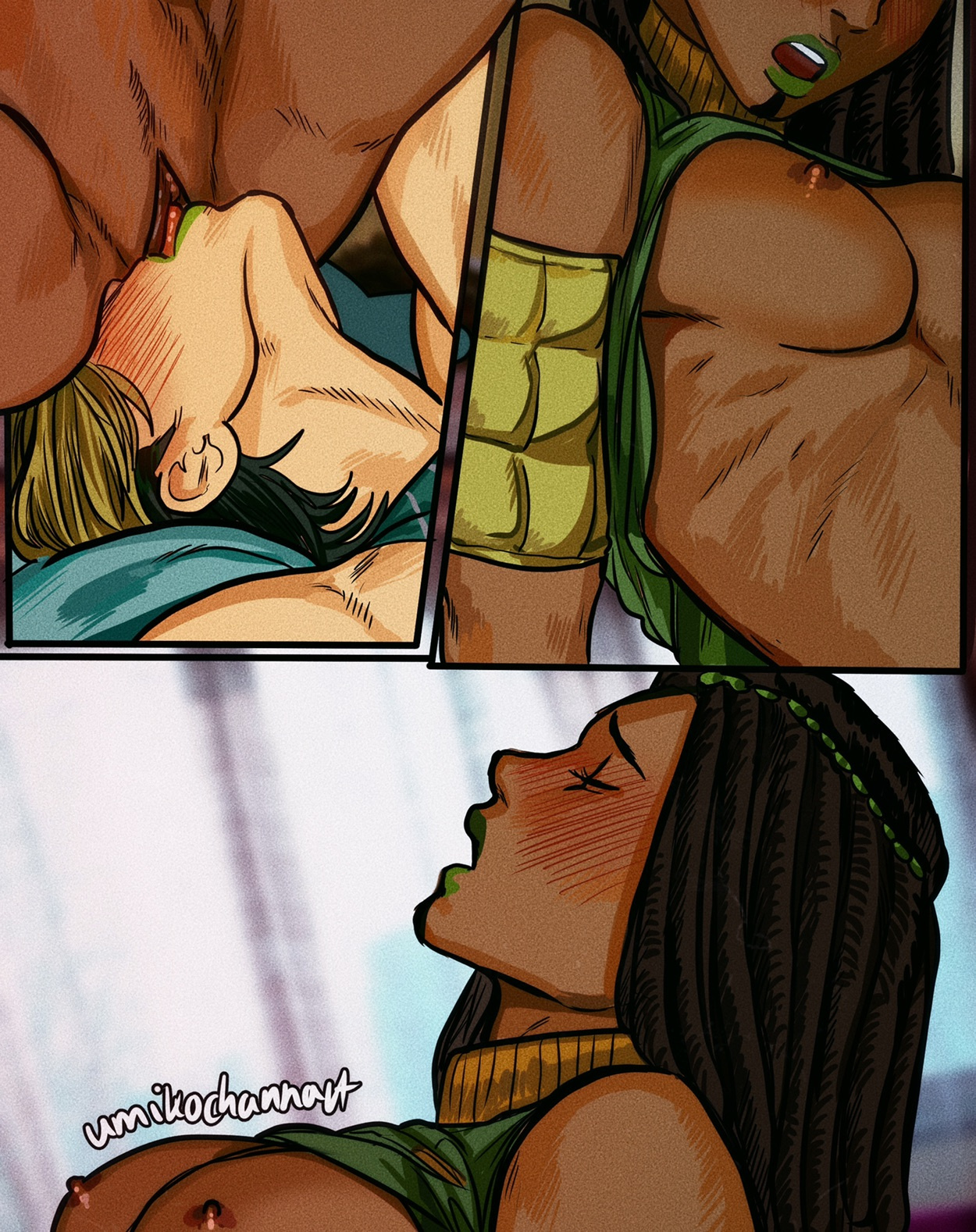 2girls, american, american female, close-up, cunnilingus, dark-skinned female, devouring pussy, dreadlocks, ermes costello, female, female only, japanese, japanese female, jojo's bizarre adventure, jolyne cujoh, jolyne kujo, latina, latina female, lesbian, licking pussy, mexican, mexican female, multicolored hair, multiple girls, prisoner, pussy, shounen jump, stone ocean, umikochannart, vagina, yuri