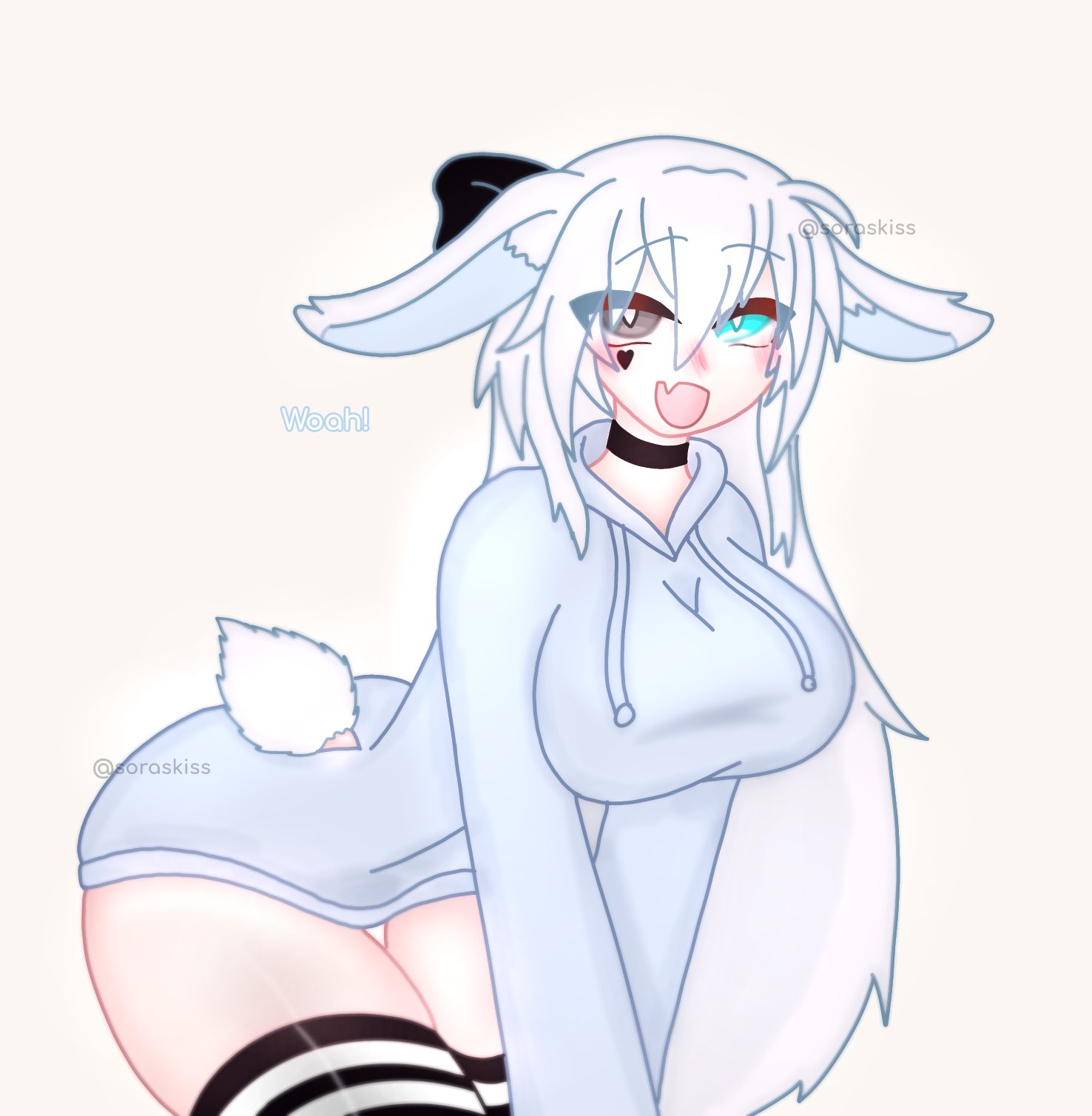 big breasts, breasts, bunny ears, gacha, gacha club, gacha life, haru (lewd haru), lewd haru (artist), white hair