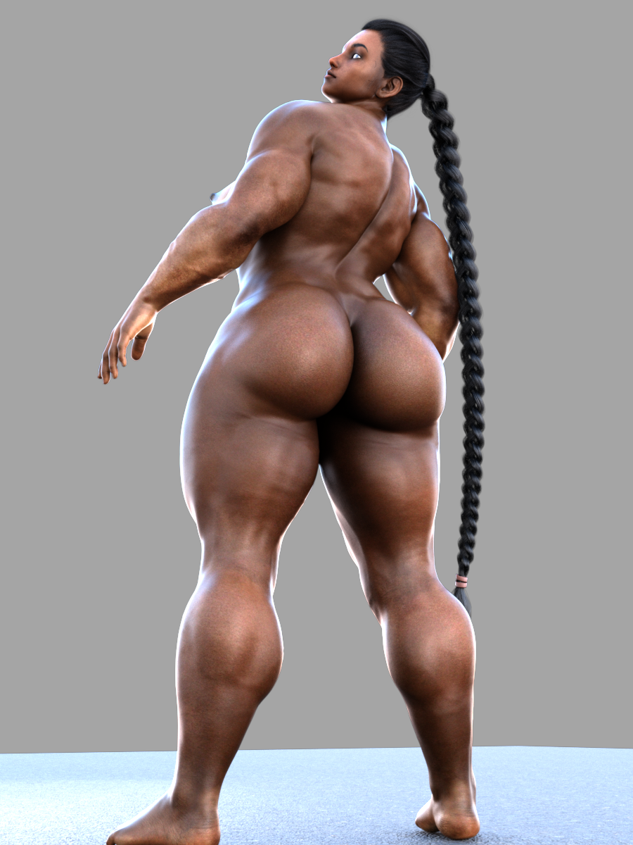 1futa 3d athletic big_ass big_butt dark-skinned_futanari dark_skin futa_sans_pussy futanari jimothyjones long_braid looking_back muscular muscular_female muscular_futanari nude original solo_futa thick_thighs uncircumcised uncut vascular_penis