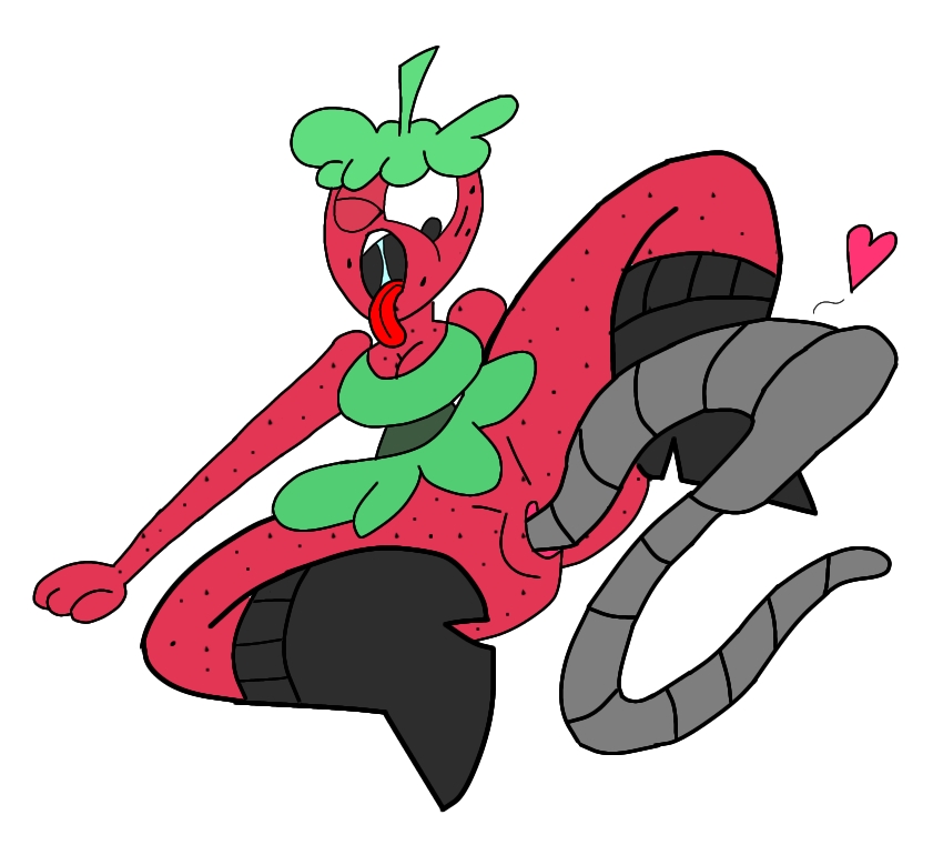 demodraws drupe food fruit ok_k.o.!_let's_be_heroes pussy red_body robot strawberry worm