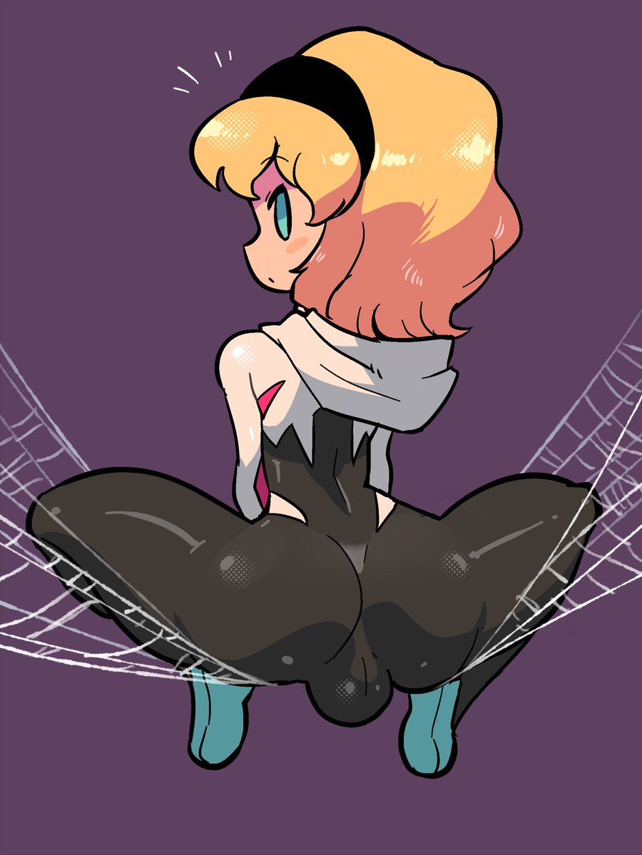 1boy, ass, bodysuit, bulge, crap-man, femboy, girly, gwen stacy, hairband, male, male only, male spider-gwen, marvel, marvel comics, rule 63, spider-gwen, spider-man (series), spider-man: into the spider-verse, trap