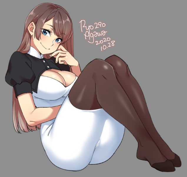 1girls, big breasts, breasts, cleavage, female, female only, large breasts, pantyhose, ryo agawa, solo, thick thighs