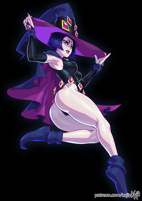 1girls, ass, big ass, breasts, dc, dc comics, female, female only, kajinman, looking at viewer, looking back, rachel roth, raven (dc), smooth skin, solo, teen titans, thick thighs