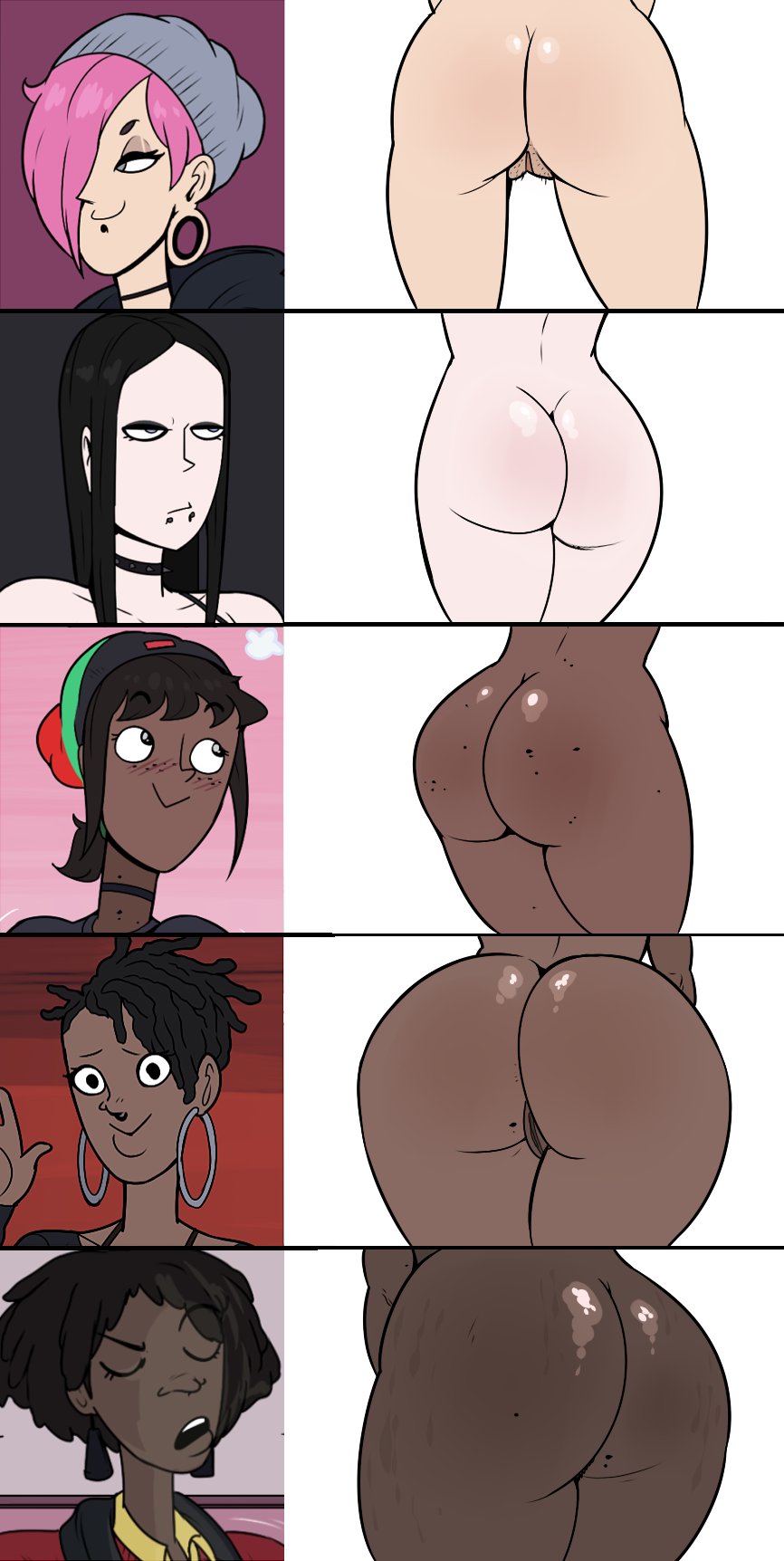 ass, ass chart, ass comparison, big ass, butt size difference, chart, dark skin, female, hellonearthiii, pussy, uncensored