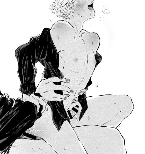 ass, blush, cowboy position, cowgirl position, cum on ass, demon slayer, female, gay, kimetsu no yaiba, male, male only, male penetrating male, male/male, open mouth, out of frame, partially clothed, saliva trail, sitting on lap, sweat, uzui tengen, waist grab, wrist grab, yaoi, zenitsu agatsuma