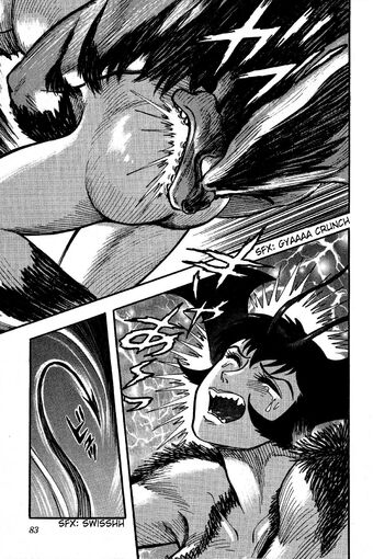 ass bite cutie_honey_vs._devilman_lady demon demon_girl devilman devilman_lady exhibitionism head_wings jun_fudo manga presenting_ass tail