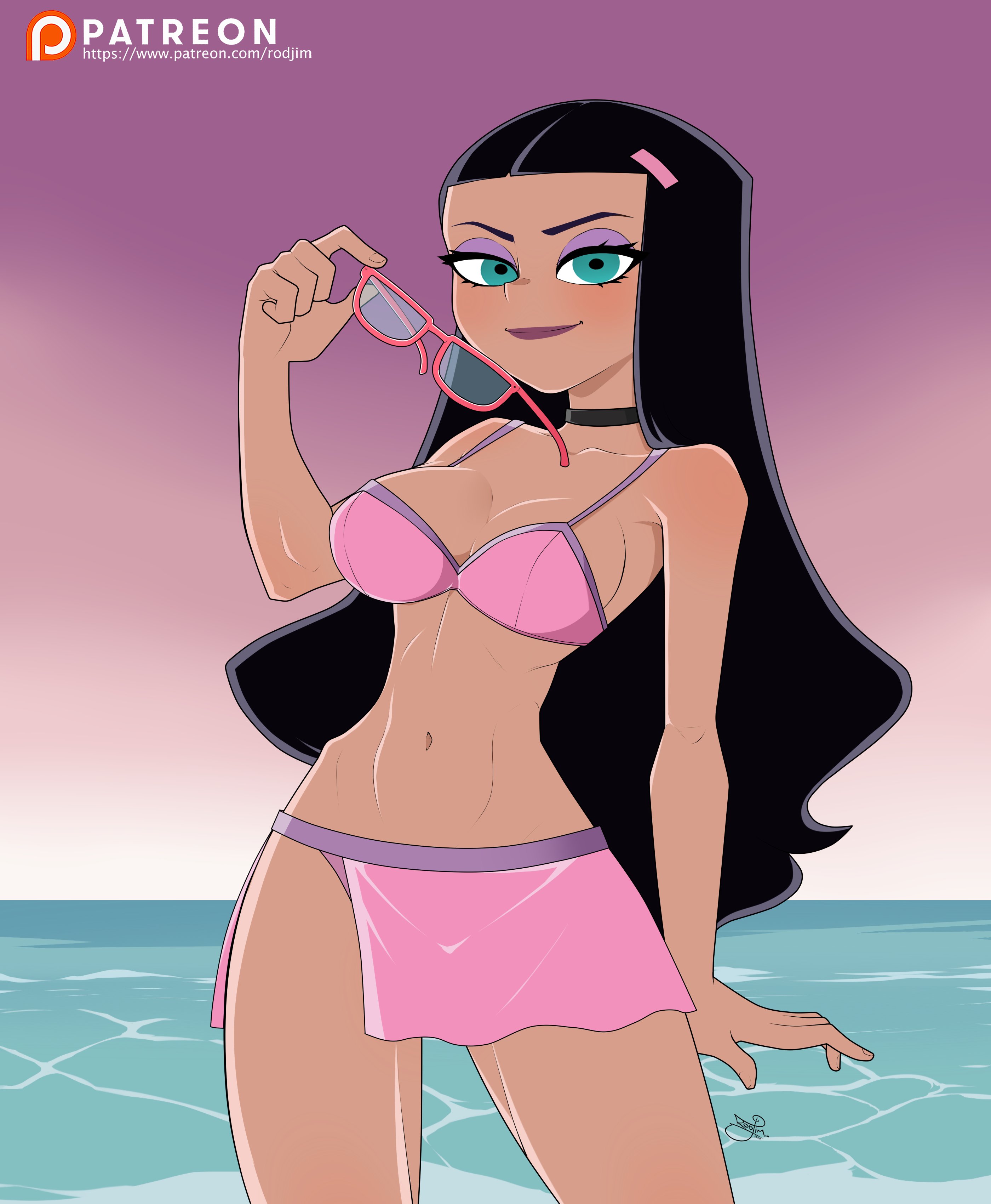 1girls, breasts, danny phantom, fanart, female, nickelodeon, parody, paulina sanchez, pink clothing, rodjim, swimsuit, twitter