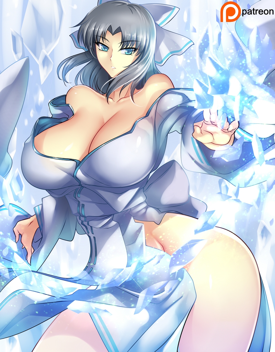 1girls, ass, big ass, big breasts, big butt, blue eyes, breasts, cleavage, clothed, clothed female, female, female focus, female only, fully clothed, haganef, large breasts, senran kagura, short hair, solo, solo female, tagme, watermark, yumi (senran kagura)