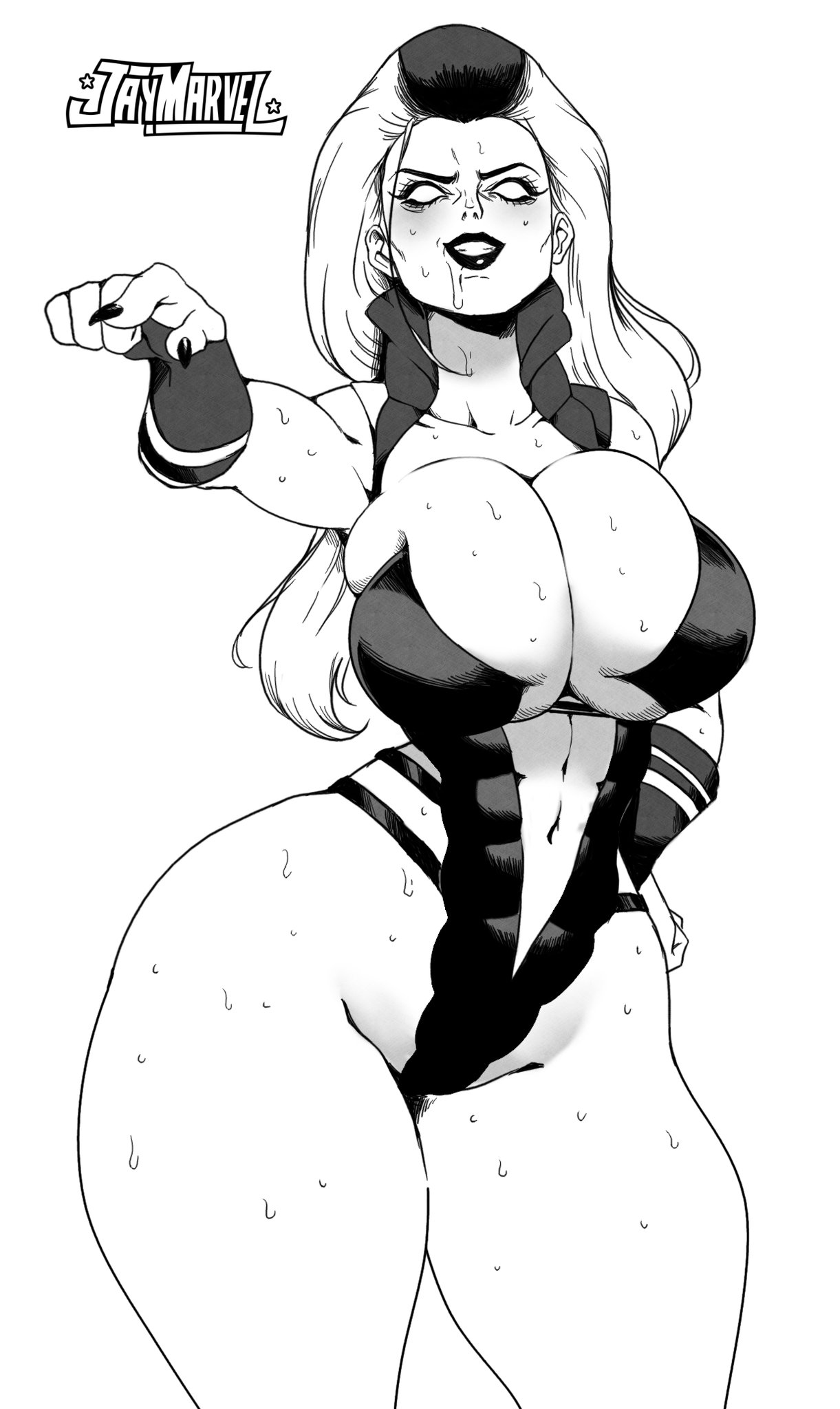 1girls, 2d, artist name, ass, big breasts, black and white, black hair, black nails, breasts, busty, cleavage, clothed, clothed female, clothing, curvaceous, curves, curvy, curvy figure, edenian, eyebrows, eyelashes, eyes, favorite, female, female focus, female only, fit, fit female, hair, hips, hourglass figure, huge ass, humanoid, jay-marvel, large ass, large breasts, legs, leotard, light skin, light-skinned female, lips, lipstick, long fingernails, long hair, looking at viewer, makeup, mature, mature female, midway, milf, monochrome, mortal kombat, mortal kombat (2011), multicolored hair, nail polish, navel, netherrealm studios, no pupils, painted nails, plain background, pointing at viewer, queen, revealing clothes, royalty, sindel, smile, solo, solo female, solo focus, straight, sweat, thick, thick hips, thick legs, thick thighs, thigh highs, thighhighs, thighs, top heavy, uncensored, upper body, voluptuous, waist, white eyes, white hair, wide hips