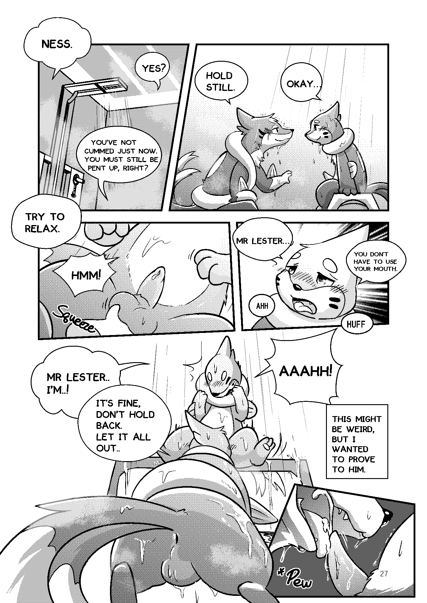 anus ass balls blush bodily_fluids breath buizel comic cum cum_in_mouth cum_inside cum_on_tongue english_text erection fangs fellatio feral flashback floating floatzel furry genital_fluids genitals hi_res hug lester_(risenpaw) male male/male monochrome multi_tail ness_(risenpaw) nintendo open_mouth oral orgasm penile penis pokémon_(species) pokemon rear_view risenpaw sex shower swimming_pool tapering_penis text tongue tongue_out tree video_games water wet