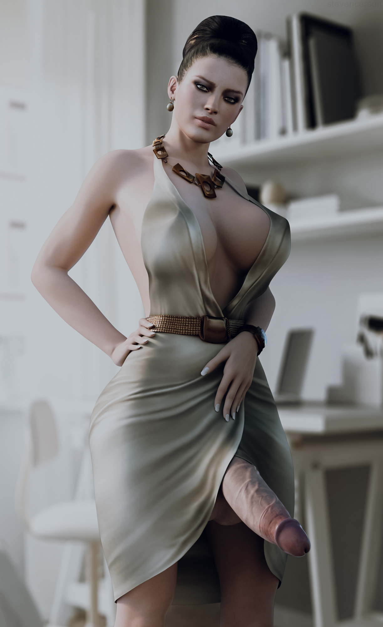 1futa, 3d, balls, balls under clothes, bottomless skirt, breasts, curvy, erect nipples, erection, erection under clothes, erection under skirt, excella gionne, futa only, futanari, huge penis, intersex, large balls, large breasts, looking at viewer, nipple bulge, nipples, penis, penis out, penis under clothes, penis under skirt, realistic, resident evil, resident evil 5, sagging balls, skirt, skirt lift, solo, solo futa, spread legs, standing, stevencarson, wide hips