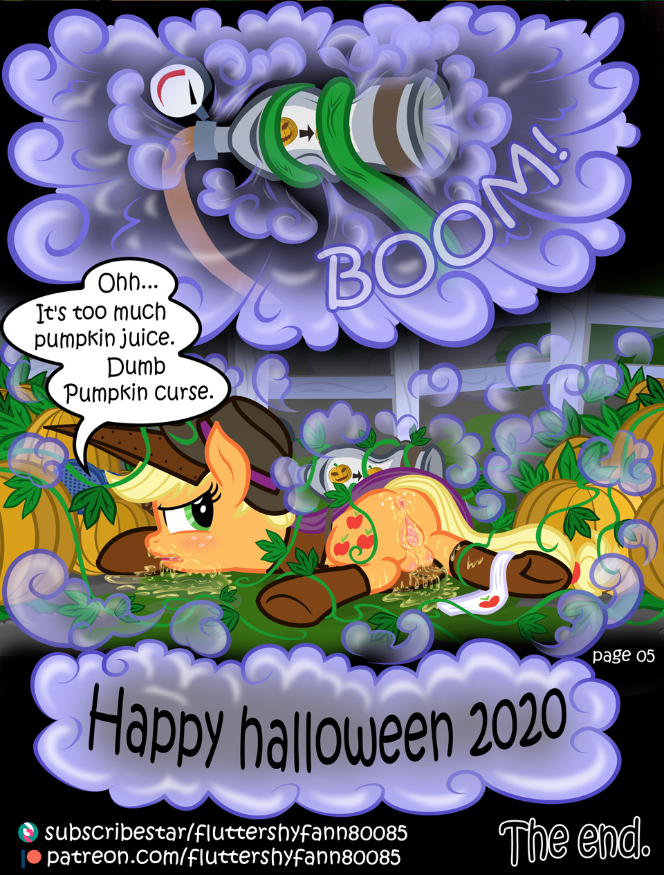 aj_and_cursed_pumpkins anus apple applejack_(mlp) ass clothing comic crotchboobs english_text equid equine female fluttershyfann80085 food footwear forced freckles friendship_is_magic fruit genitals halloween hasbro hi_res holiday_message holidays horse mammal mouth_hold my_little_pony nipples nude panties plant pony pumpkin pussy rape socks solo spread_pussy spreading tentacle tentacle_rape tentacle_sex text underwear url