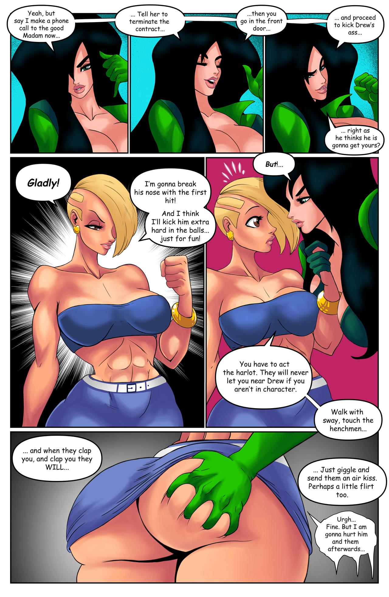 2girls, abs, adrena lynn, apple butt, ass, ass grab, athletic, big ass, big breasts, black hair, blonde hair, breasts, bust, busty, color, colored, comic, curvaceous, curves, curvy, curvy body, curvy female, curvy figure, curvy hips, dialogue, disney, disney channel, english, english text, fat ass, female, female only, half dressed, half-dressed, henrik-drake, hhammerh, holding ass, hourglass figure, huge ass, huge breasts, kim possible, large ass, large breasts, light skin, light-skinned female, lips, lipstick, long hair, mature, mature female, multiple females, multiple girls, nipples, partially clothed, pink lips, pink lipstick, round ass, rsahnp, shego, short hair, speech bubble, thief, voluptuous