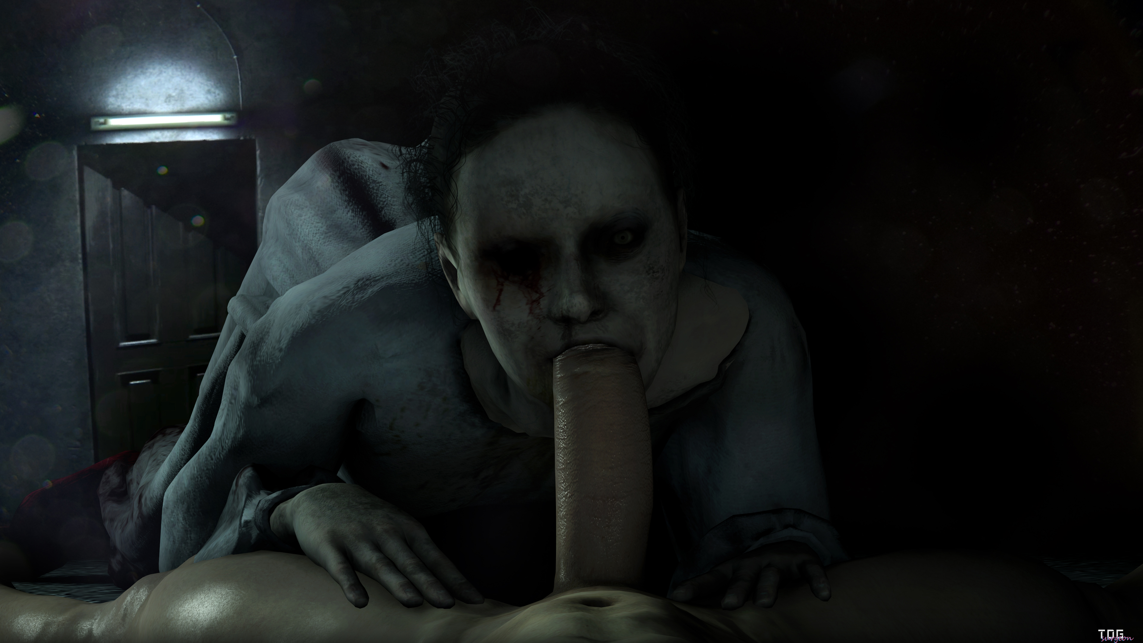 1boy, 1girls, 3d, blowjob, fellatio, female, game, ghost, ghost girl, horror, human, lisa (pt), male, male human/female ghost, oral, penis, sex, silent hill, silent hills