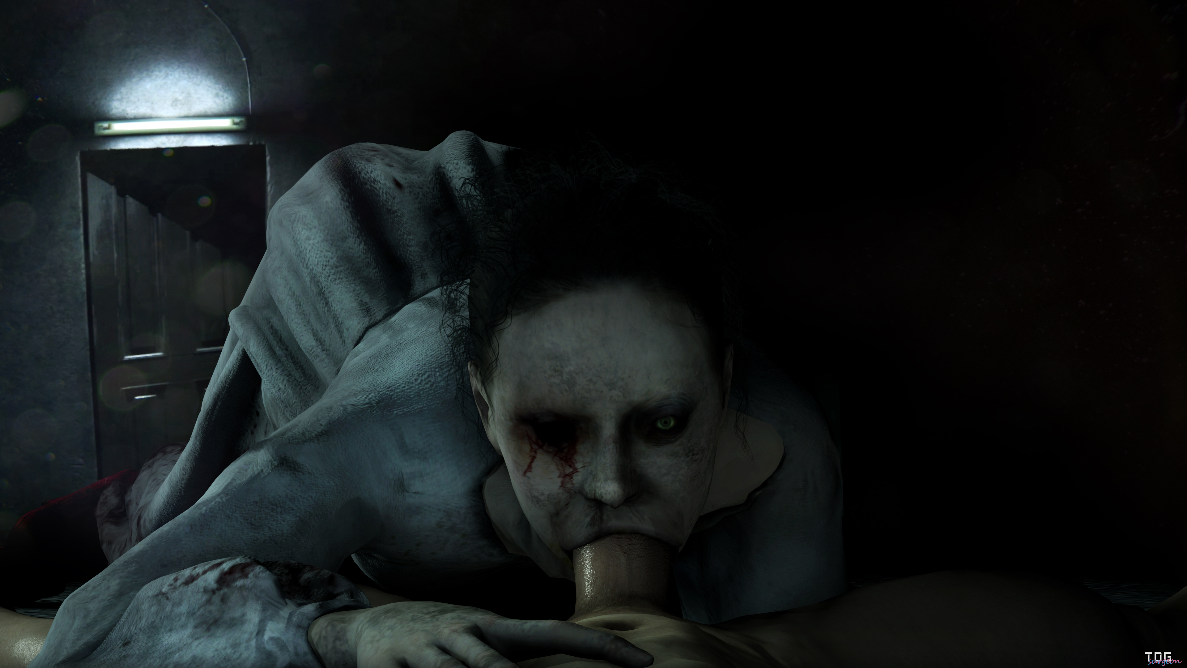 1boy, 1girls, 3d, blowjob, deepthroat, fellatio, female, game, ghost, ghost girl, horror, human, lisa (pt), male, male human/female ghost, oral, penis, sex, silent hill, silent hills, straight