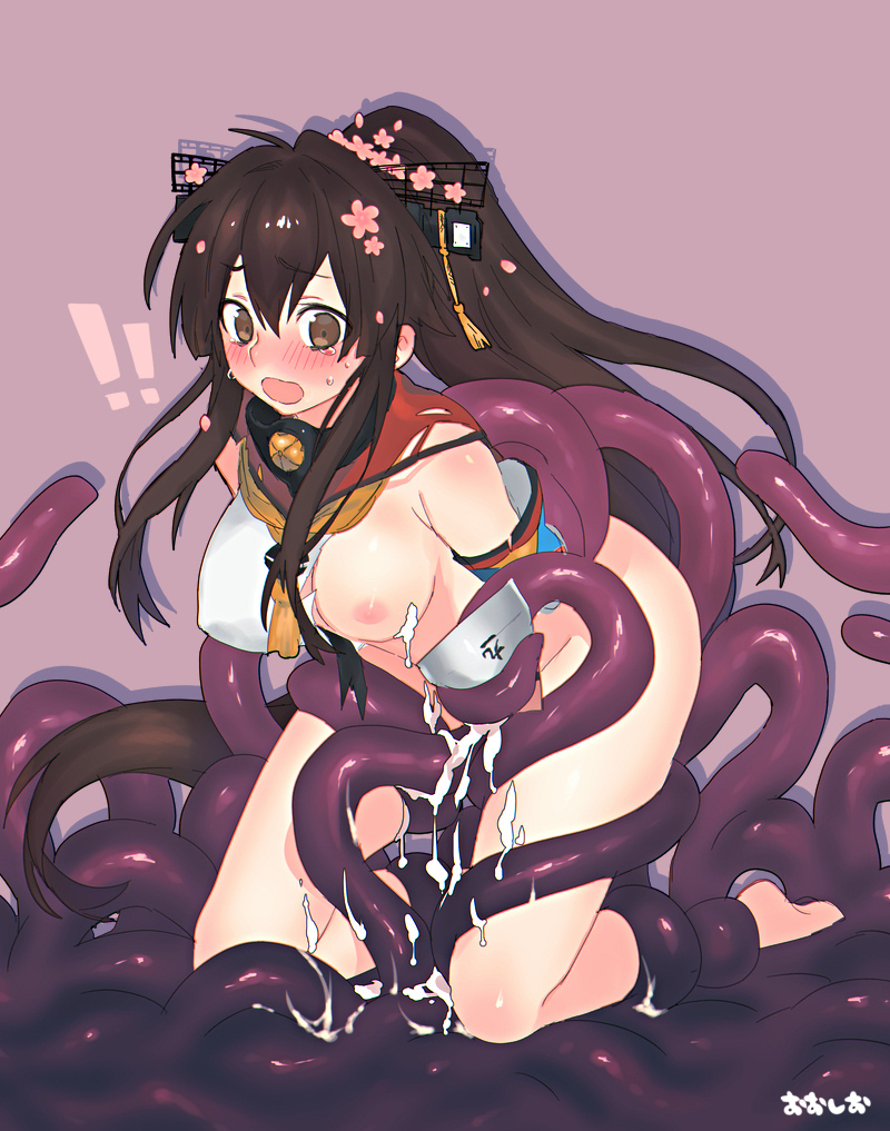 !! 1girls areolae blush breasts brown_eyes brown_hair cherry_blossoms clothing commission cum cum_in_pussy cum_inside female flower hair_flower hair_ornament kantai_collection kneeling large_breasts long_hair nipples one_breast_out ooshio7734 open_mouth overflow penetration ponytail purple_tentacles rape restrained sidelocks simple_background skeb_commission tearing_up tears tentacle tentacle_sex torn_clothes vaginal_penetration wide_eyed yamato_(kantai_collection)