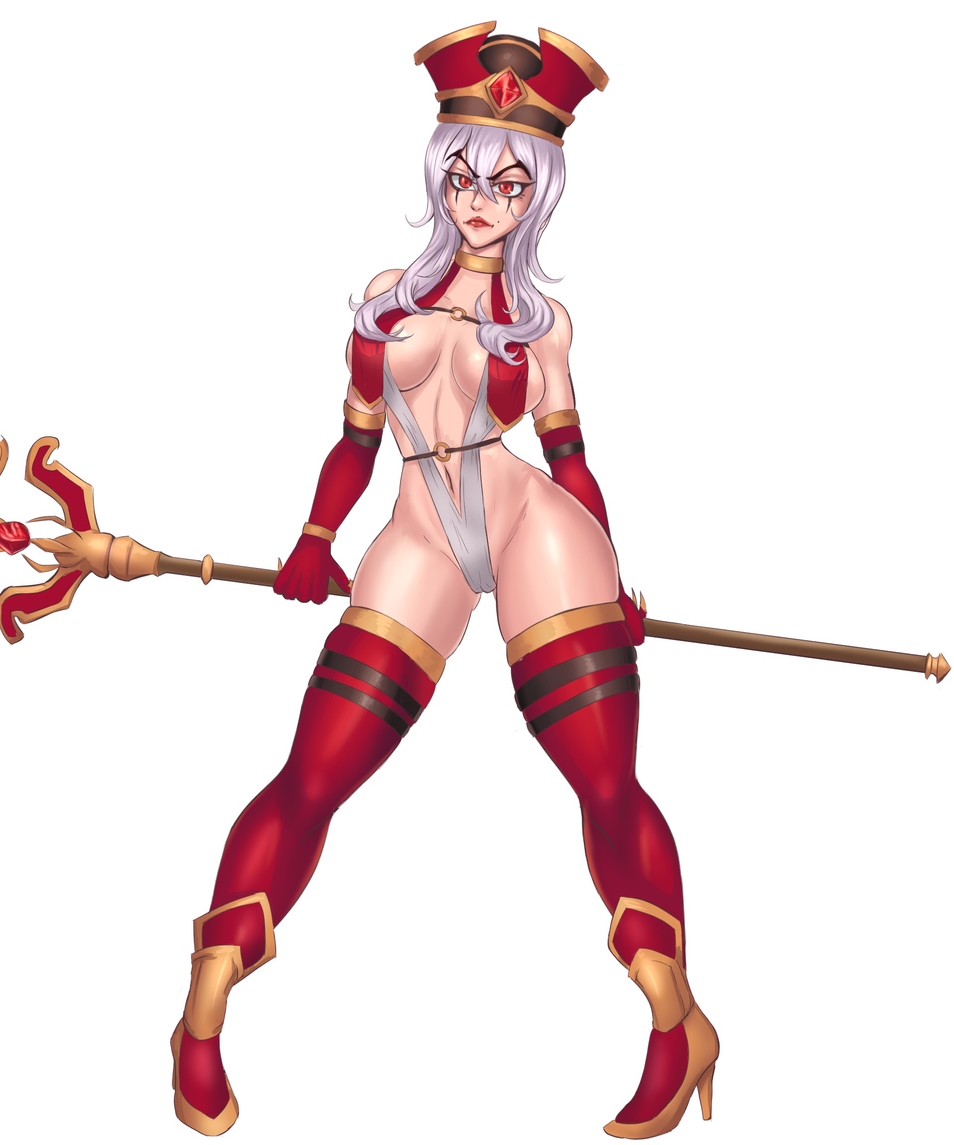 1girls, female, female only, horizonah221, human, red eyes, sally whitemane, scarlet crusade, solo, thick thighs, thigh boots, thighs, warcraft, white hair, world of warcraft, wow
