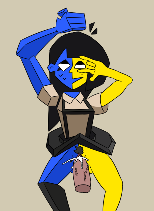 1girls, accurate art style, artist request, blue skin, cum, cum in pussy, cum inside, disembodied penis, ena, ena (orginal), ena (series), female, joel g, male, penis, pubic hair, pussy, yellow skin
