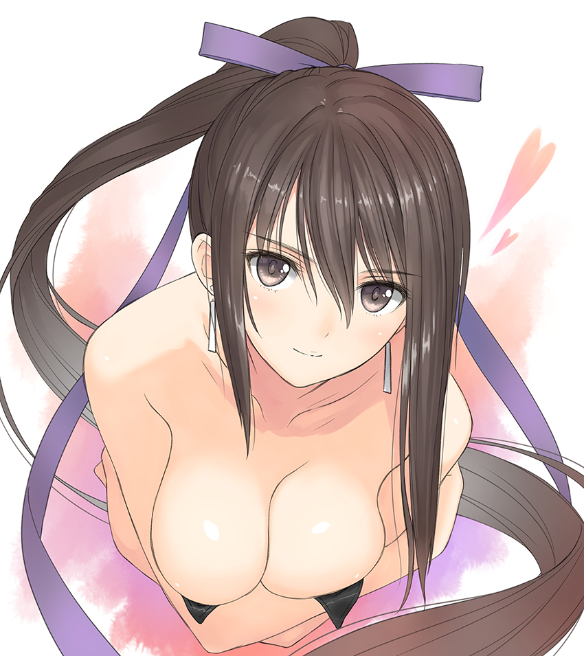 bow breasts brown_hair maxima_enfield medium_breasts purple_ribbon ribbon shining_(series) shining_hearts taka_tony