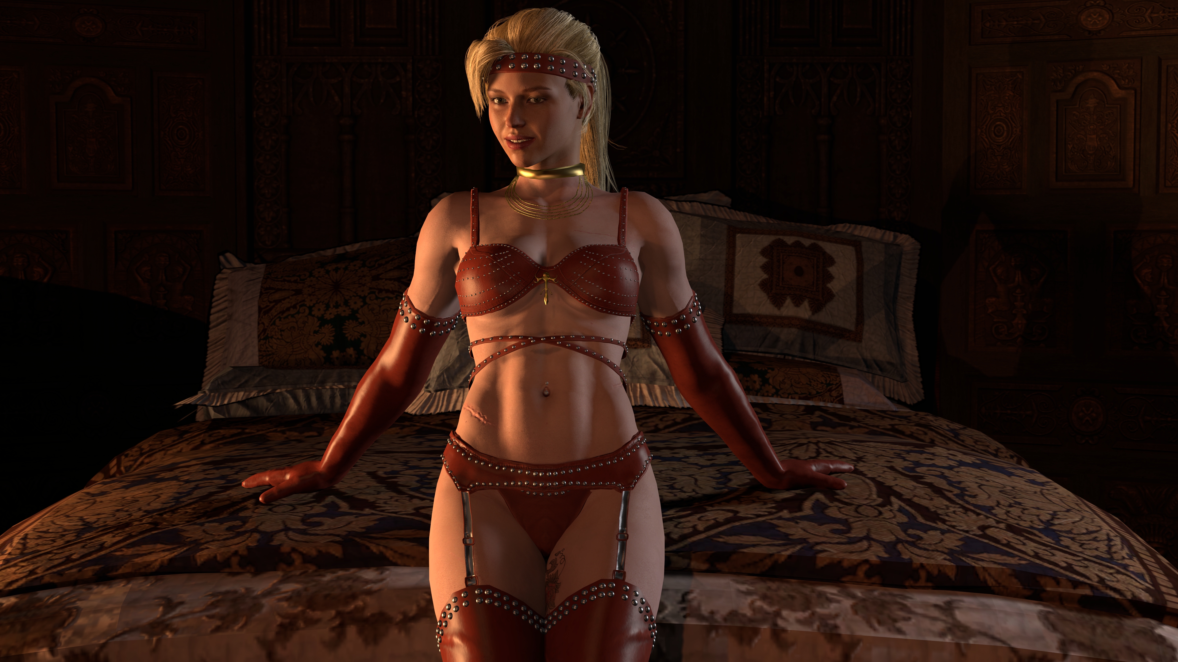 1girls, 3d, 3d (artwork), aroundsfm, blonde hair, cassie cage, female, female only, mortal kombat, mortal kombat 11, sfm, solo, source filmmaker