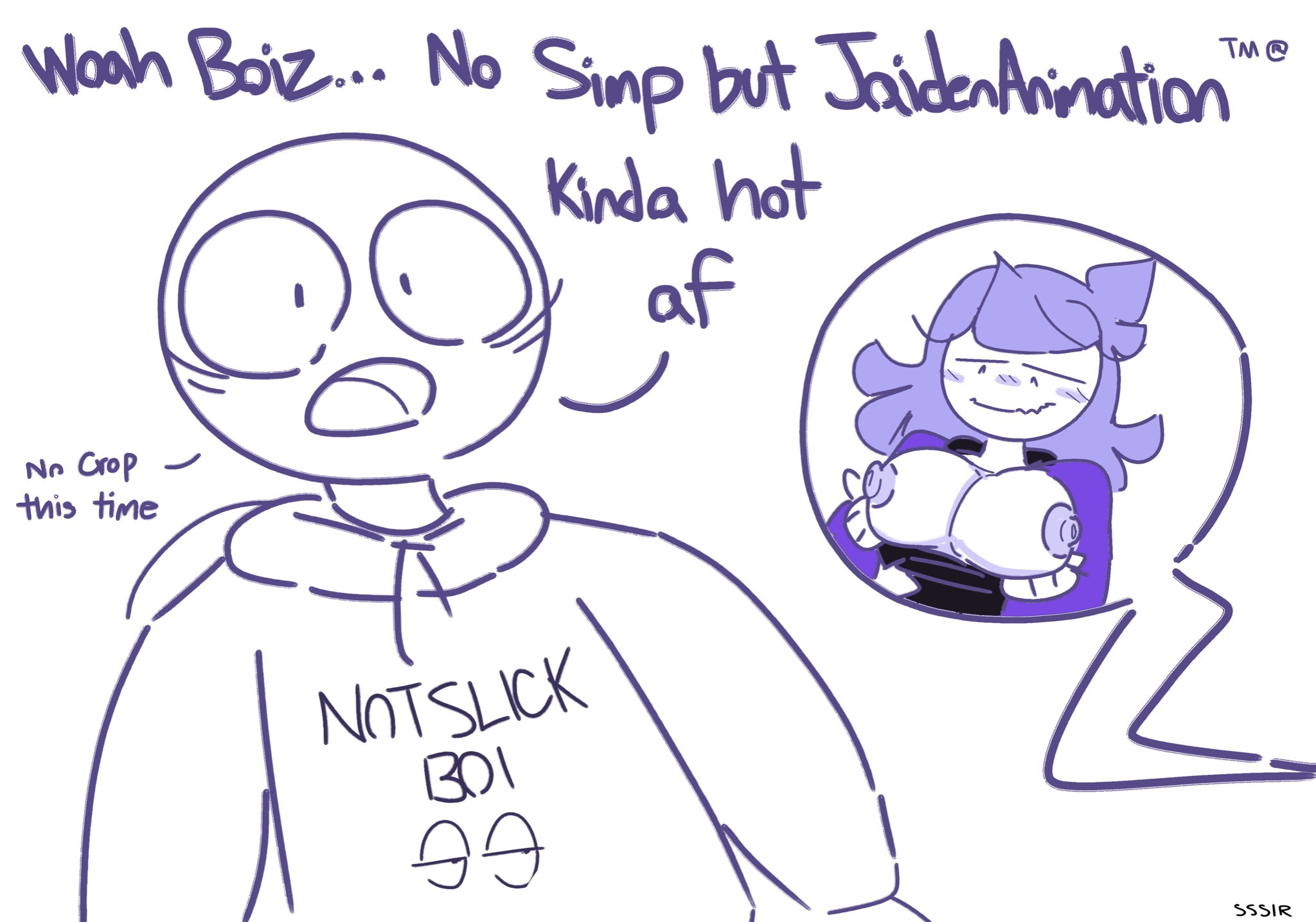 1boy, big breasts, breasts, breasts out, brown hair, dialogue, female, jaiden, jaiden animations, jaidenanimations, male, notslickboi, slobbyslapper, sssir, sssir8, tagme, youtube, youtuber