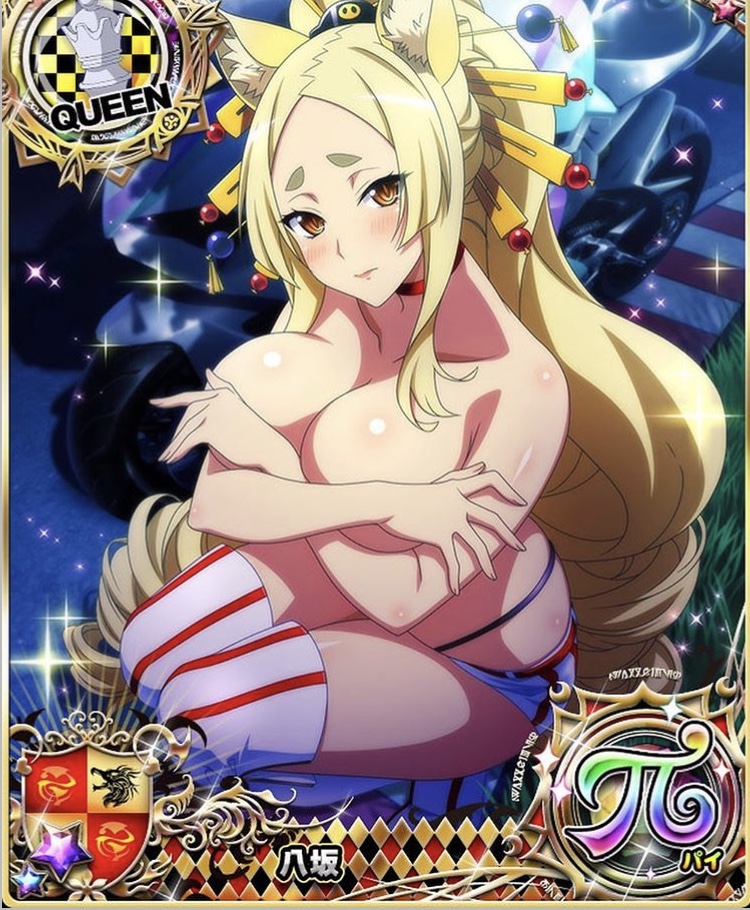 big breasts, blonde hair, breasts, embarrassed, female, fox, fox ears, fox girl, fox tail, high school dxd, kitsune, large breasts, milf, monster girl, nude, official art, yasaka (high school dxd)
