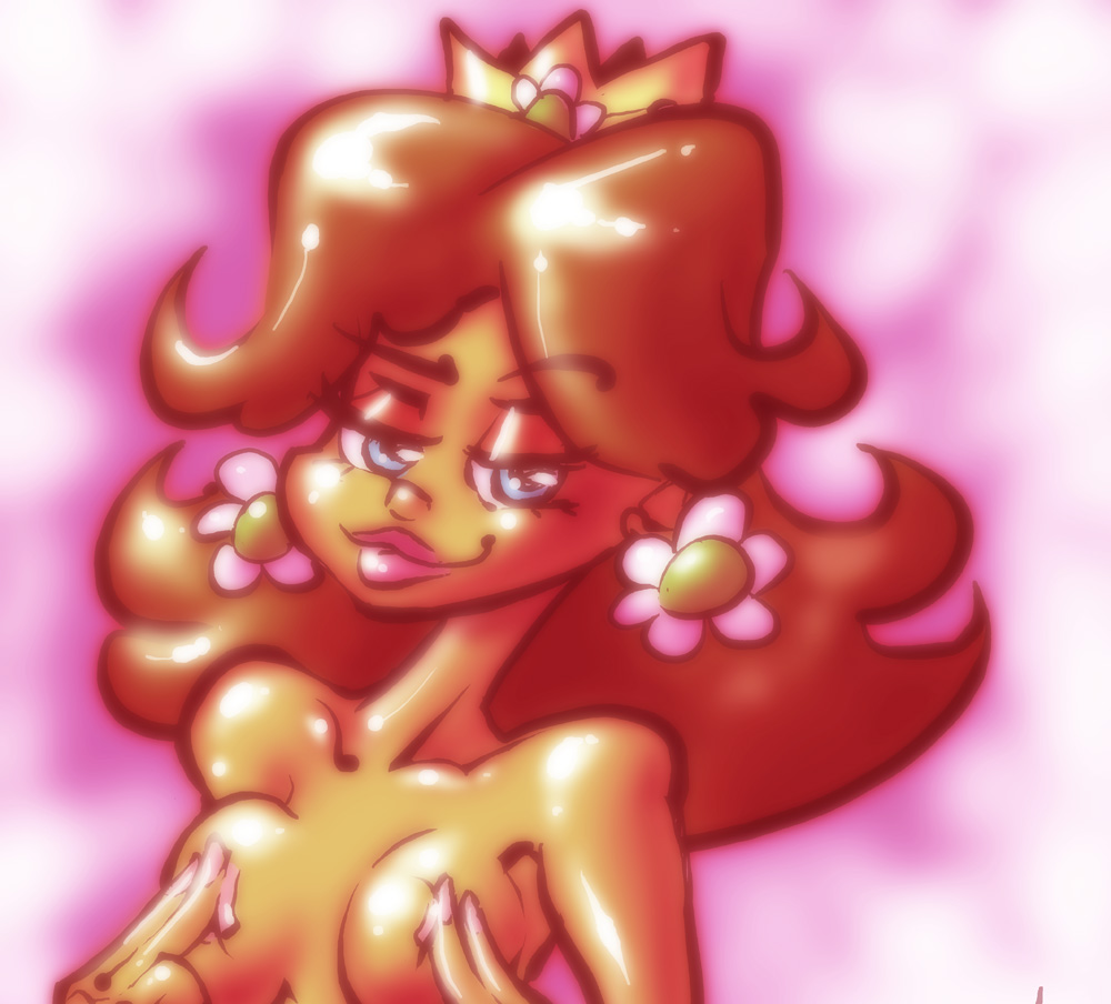 breasts female female_only human josh_lesnick mario_(series) nintendo nude princess_daisy smile solo straight_hair