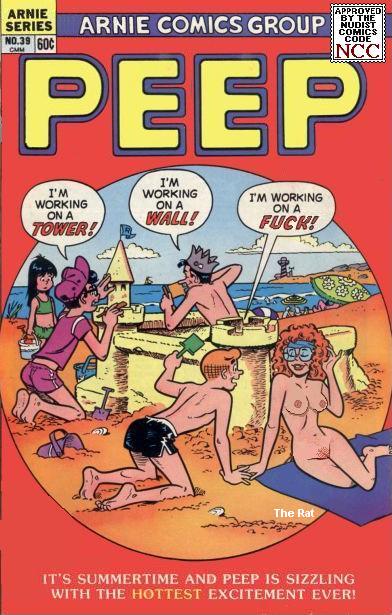 alias_the_rat archie_andrews archie_comics black_hair casual comic_cover dilton_doiley eyewear female glasses human jughead_jones nude nudist pale_skin public red_hair