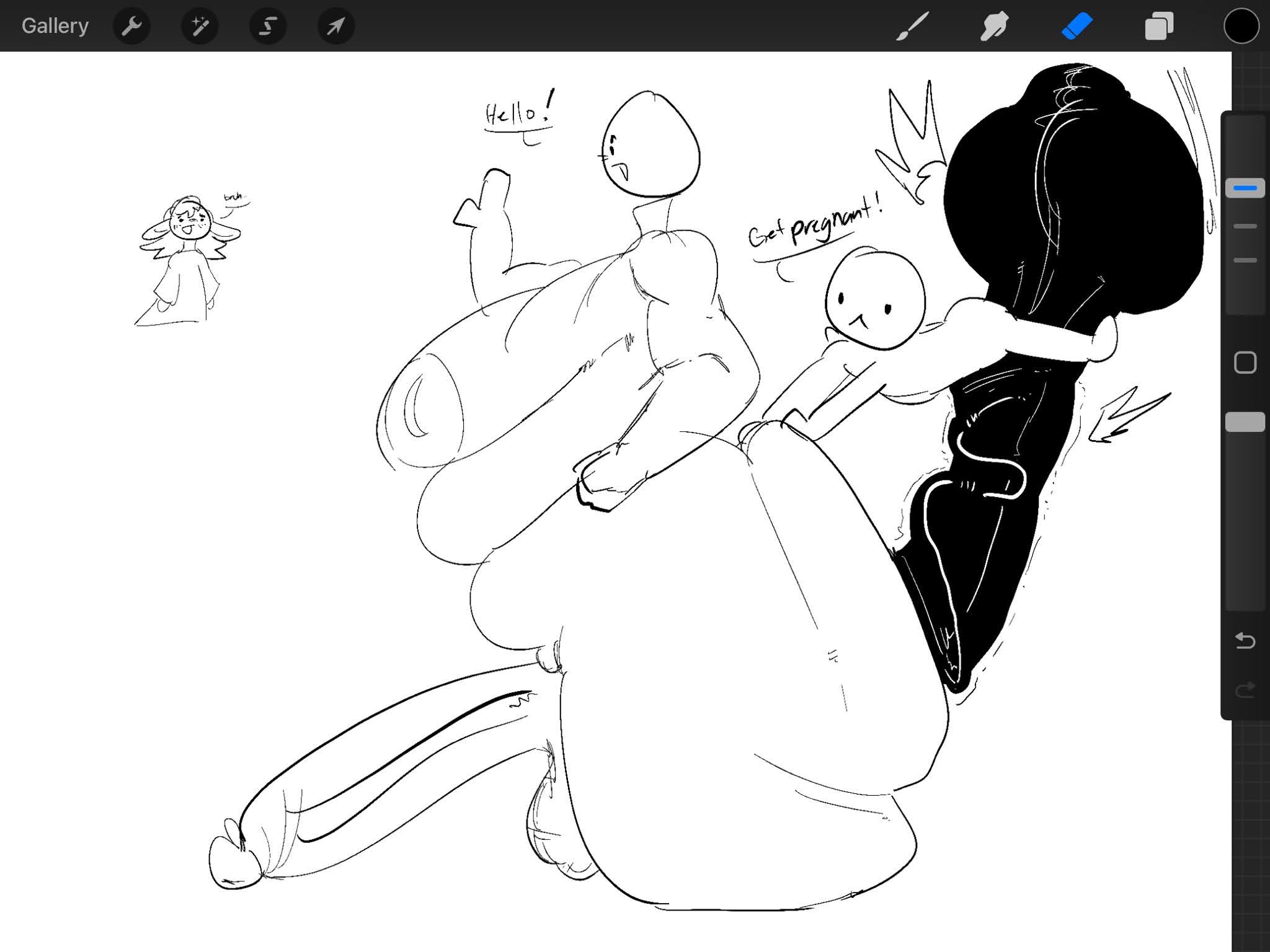 big ass, big balls, big breasts, big penis, futanari, greaseyhair, hyper balls, hyper penis, male on futa, penetration, sex, sketch, small dom big sub, thick thighs, white body