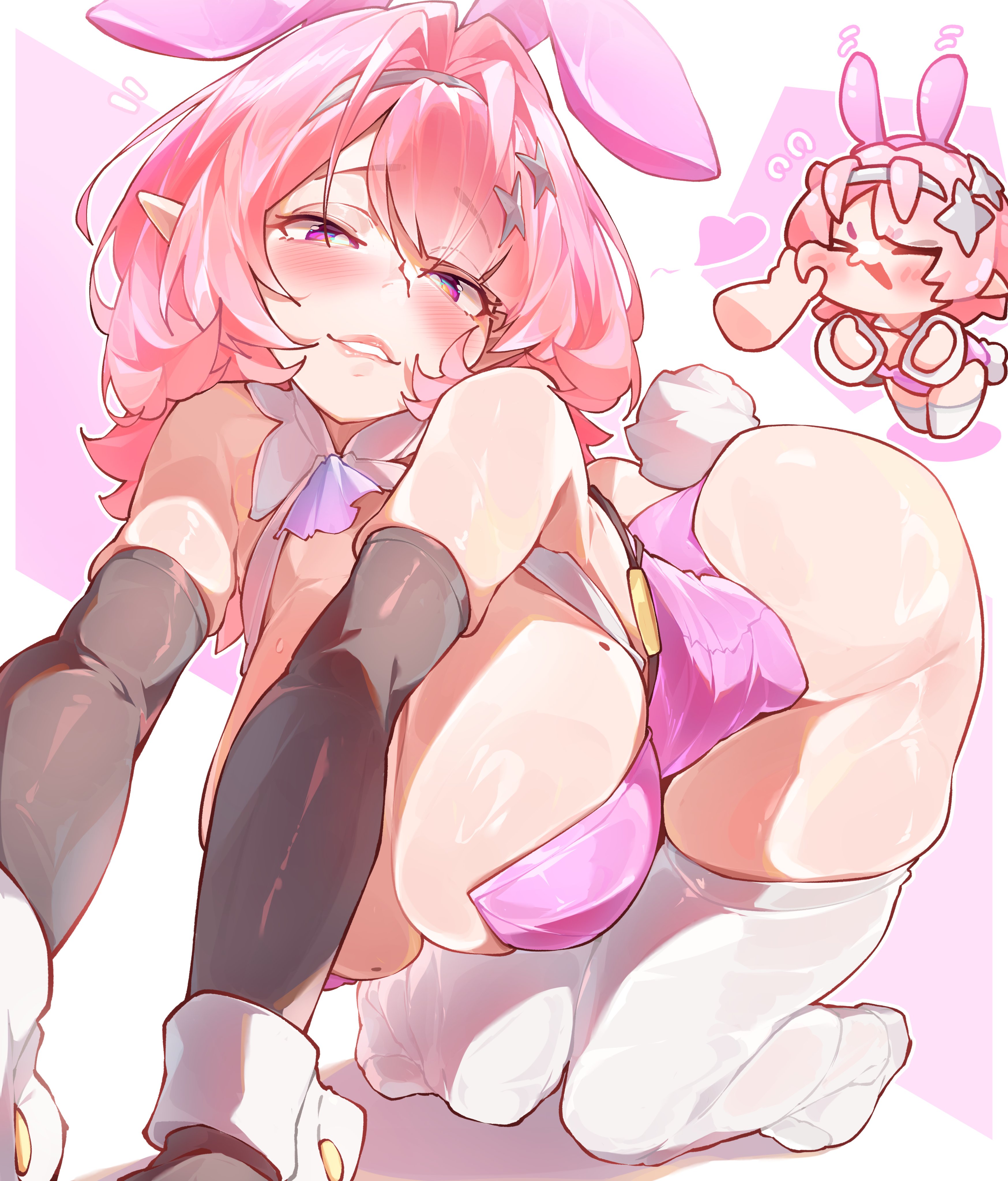 1girls, breasts, bunny ears, bunnysuit, female, female focus, female only, large breasts, light skin, light-skinned female, looking at viewer, orcavice, remielle (zenless zone zero), remielle dan, solo, thick thighs, thighhighs, thighs, wide hips, zenless zone zero