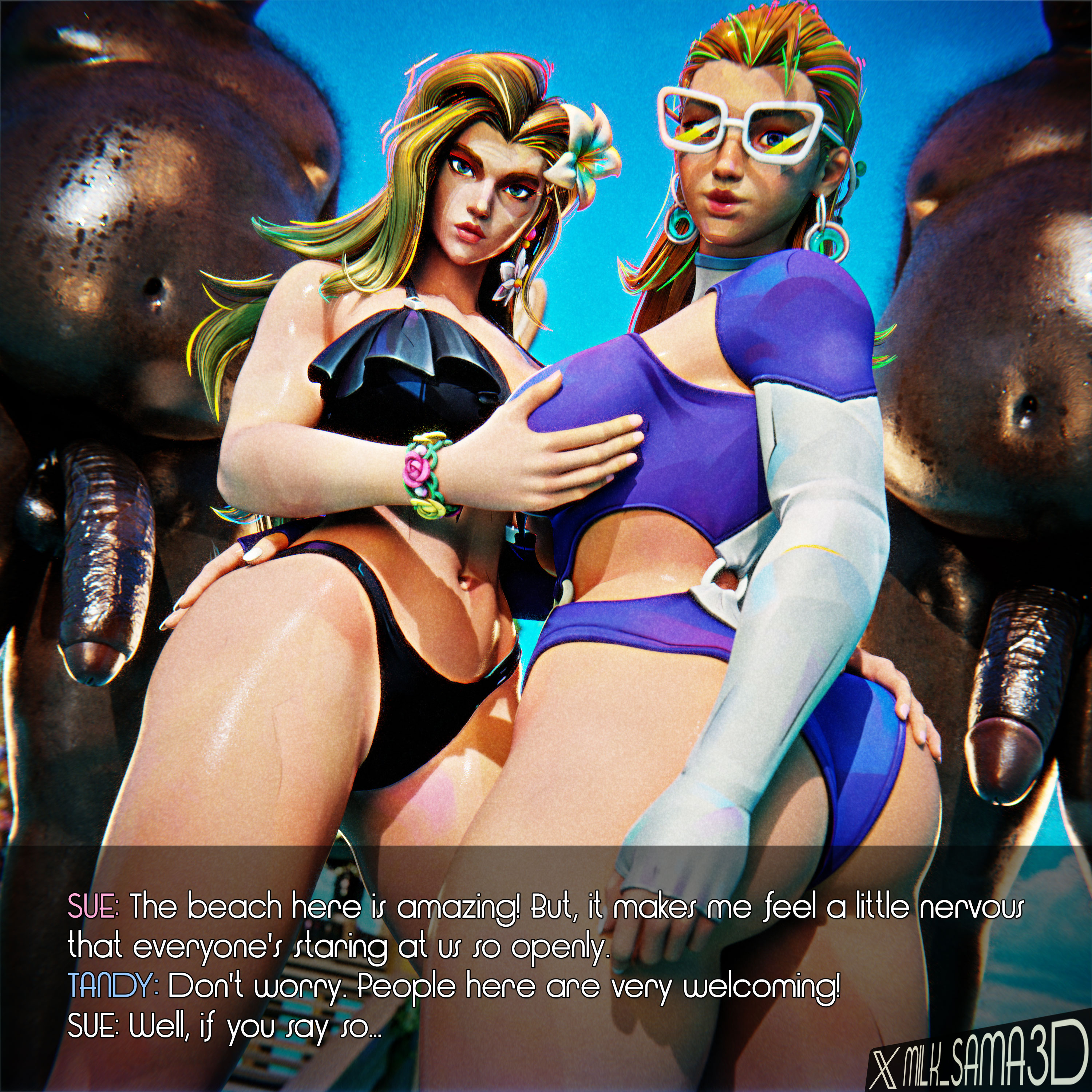 2boys, 2girls, 3d, 3d (artwork), 3d render, age difference, ass, big ass, big balls, big breasts, big butt, big penis, big thighs, bikini, bikini bottom, bikini top, blacked, blacked female, blonde, blonde eyebrows, blonde female, blonde hair, blonde hair female, blonde-haired female, blue eyes, breasts, cloak and dagger, cock, curvy, curvy body, curvy female, curvy figure, dagger (coastal couple), dagger (marvel rivals), dagger (marvel), dark penis, dark skin, dark-skinned male, dick, fantastic four, fat male, green eyes, hairy male, hourglass figure, hourglass figured female, interracial, invisible woman, invisible woman (azure shade), invisible woman (marvel rivals), light skin, light-skinned female, long hair, looking at viewer, married, married female, married woman, marvel, marvel rivals, milk sama3d, overweight, overweight male, penis, snowbunny, straight, sue storm, susan storm, swimsuit, tandy bowen, thick, thick ass, thick butt, thick hips, thick legs, thick penis, thick thighs, voluptuous, voluptuous body, voluptuous female, wife