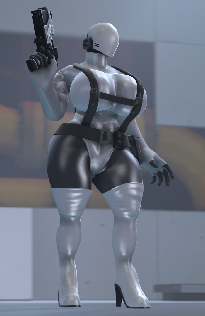 1girls, 3d, big breasts, breasts, crossover, faceless, female, fempyro, haydee, haydee (game), high heel boots, high heels, huge breasts, latex, pyro, robot, robot girl, schwacker, sfm, solo, solo female, team fortress 2, thick thighs, wide hips