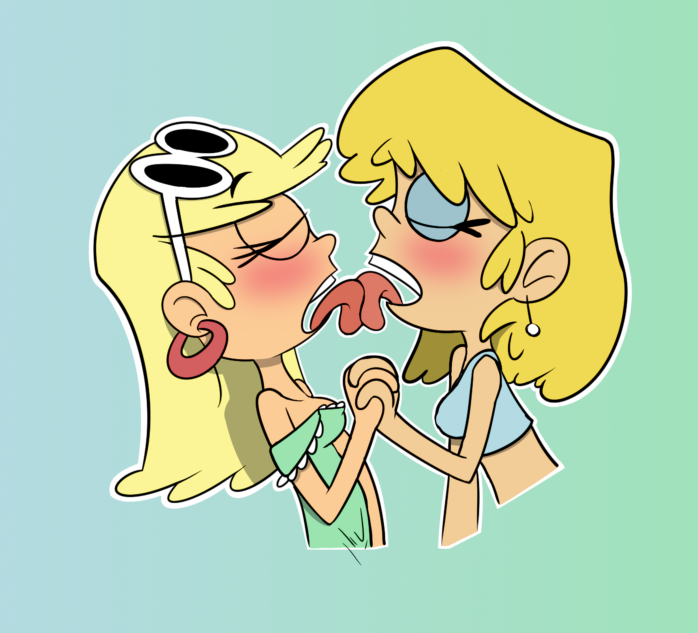 2girls, artist request, blonde hair, female, fingering, french kiss, french kissing, human, incest, kissing, leni loud, long hair, lori loud, masturbation, siblings, sisters, straight hair, the loud house, tongue, yuri