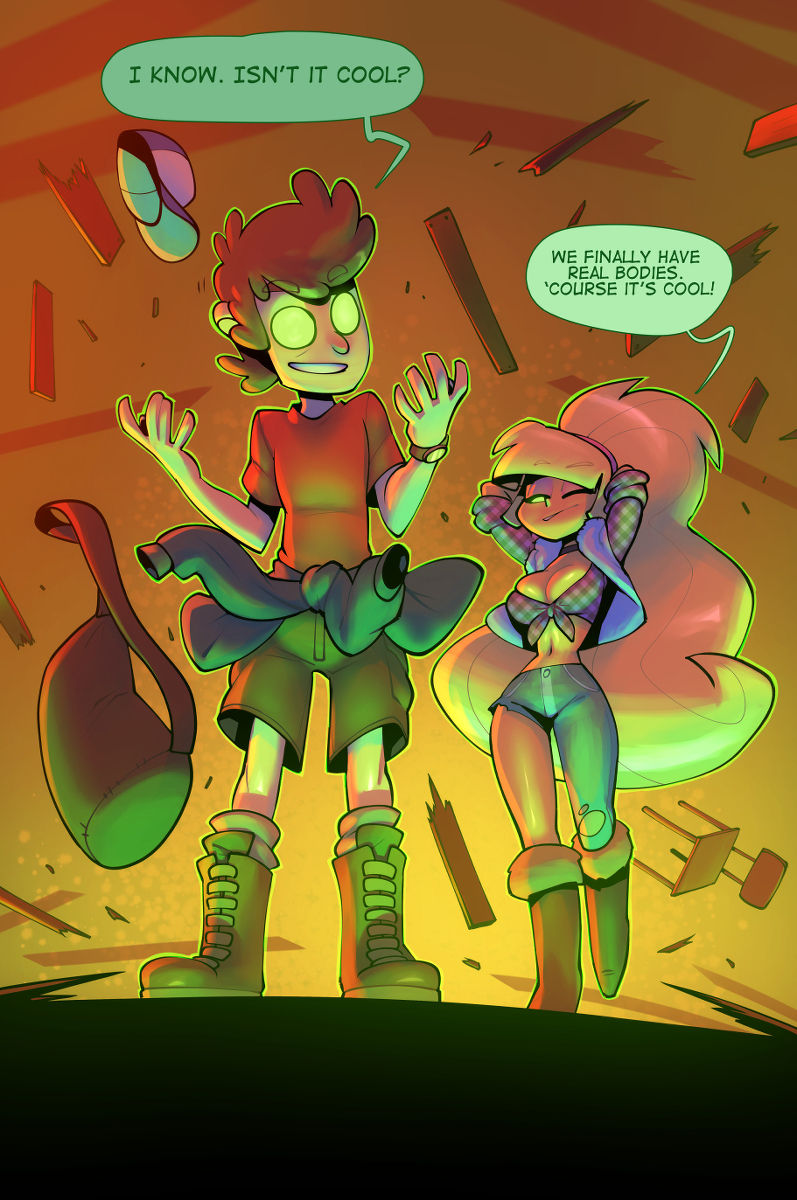 1boy, 1girls, baseball cap, big breasts, bigdad, blonde hair, boots, breasts, brown hair, cleavage, clothed, clothed female, clothed male, clothing, comic, dialogue, dipper pines, disney, disney channel, english text, female, fully clothed, gravity falls, long hair, male, pacifica northwest, photo, possession, short hair, straight, straight hair, text, wide hips, young